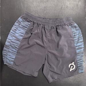 Peloton Men's Charcoal and Blue Athletic Shorts